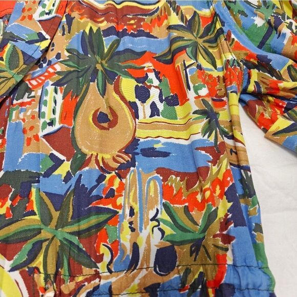 Tobria Lyocell Hawaiian Vibrant Red and Blue Casual Top Jacket Open Shirt Sz L - Picture 7 of 8